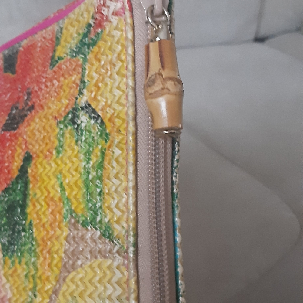 Stephanie Johnson Multi Color Print Straw Clutch - image 8